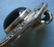 Mexican Sterling Silver Signed Brooch Pin with Black - 3