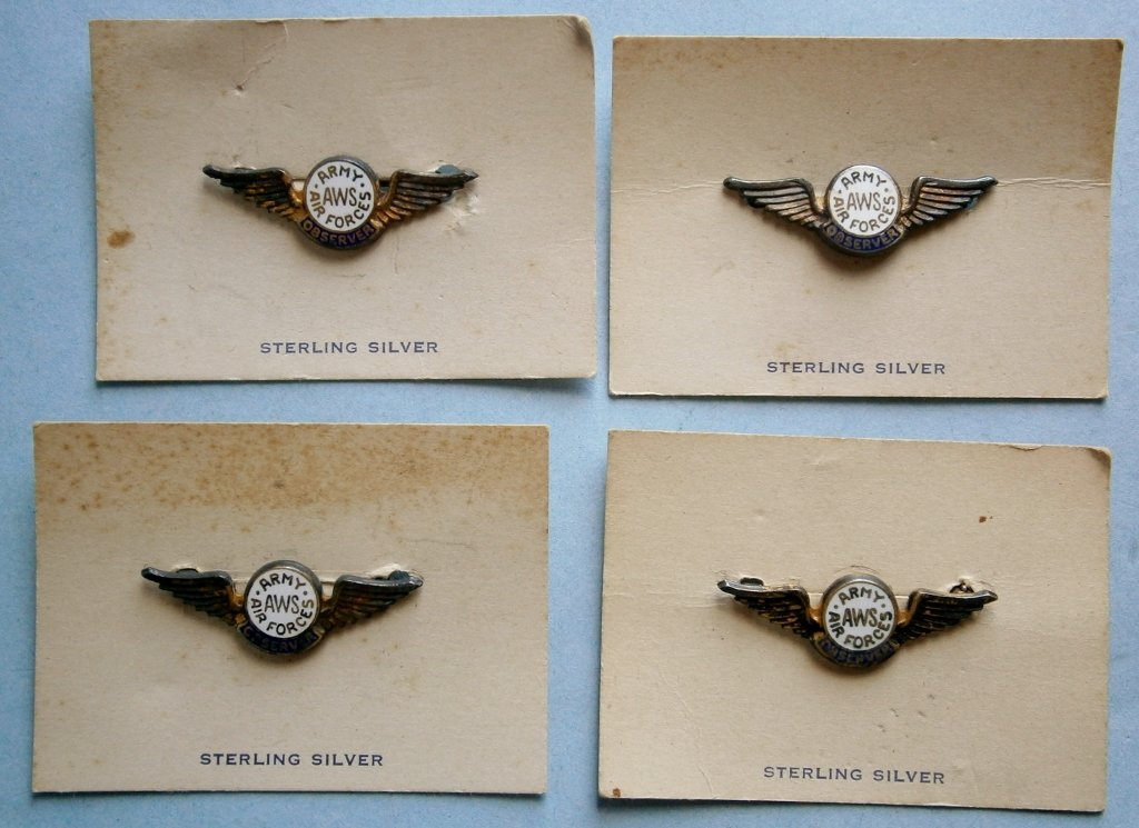 4 WWII Era AWS Army Air Force Observer Sterling Silver (1 of 4)
