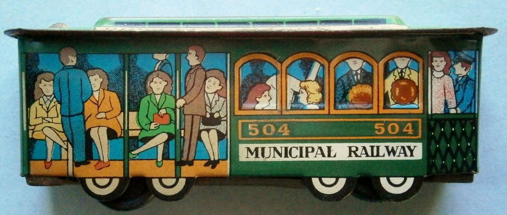 POWELL & MASON Sts. Trolley Car friction toy made in (1 of 6)