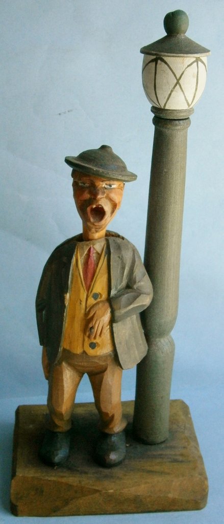 Man by Lamp Pole Figural Wood Corkscrew and Bottle Open (1 of 7)