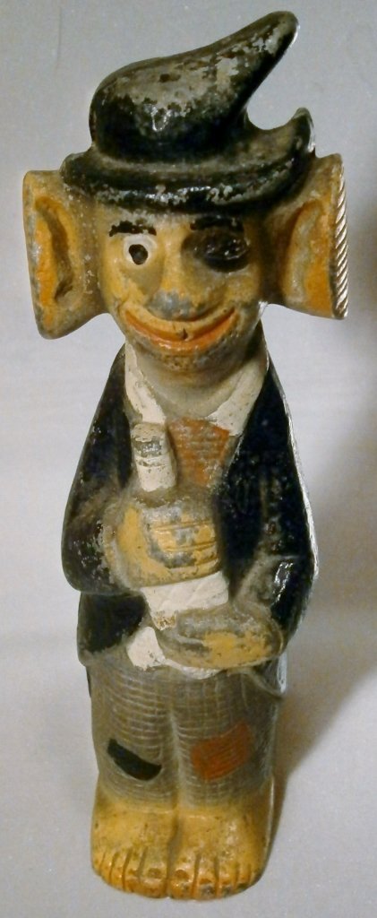 BAR BUM Ice Breaker and bar tools holder: BAR BUM Ice Breaker and bar tools holder, vintage, 7 in. tall, painted white metal, no tools.