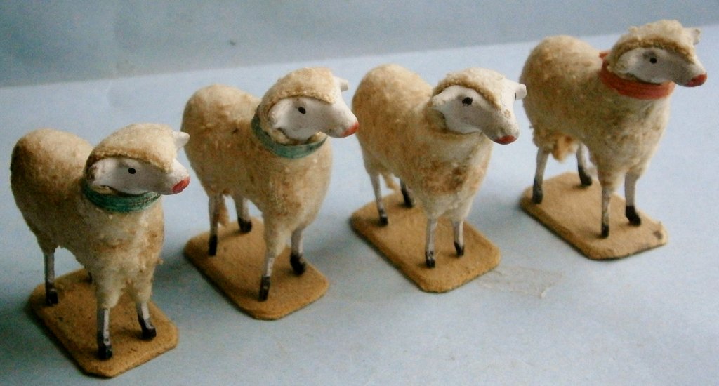 Set of 4 early Sheep Figures made in Germany (1 of 5)