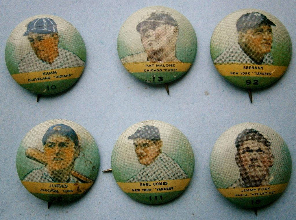 (6) 1932 Orbit Gum Baseball Pins (1 of 8)