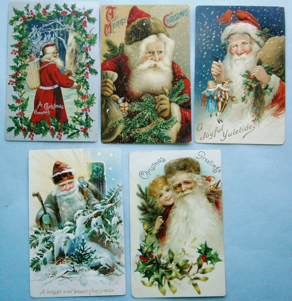 (5) Early Santa Postcards from early 1900s (1 of 7)