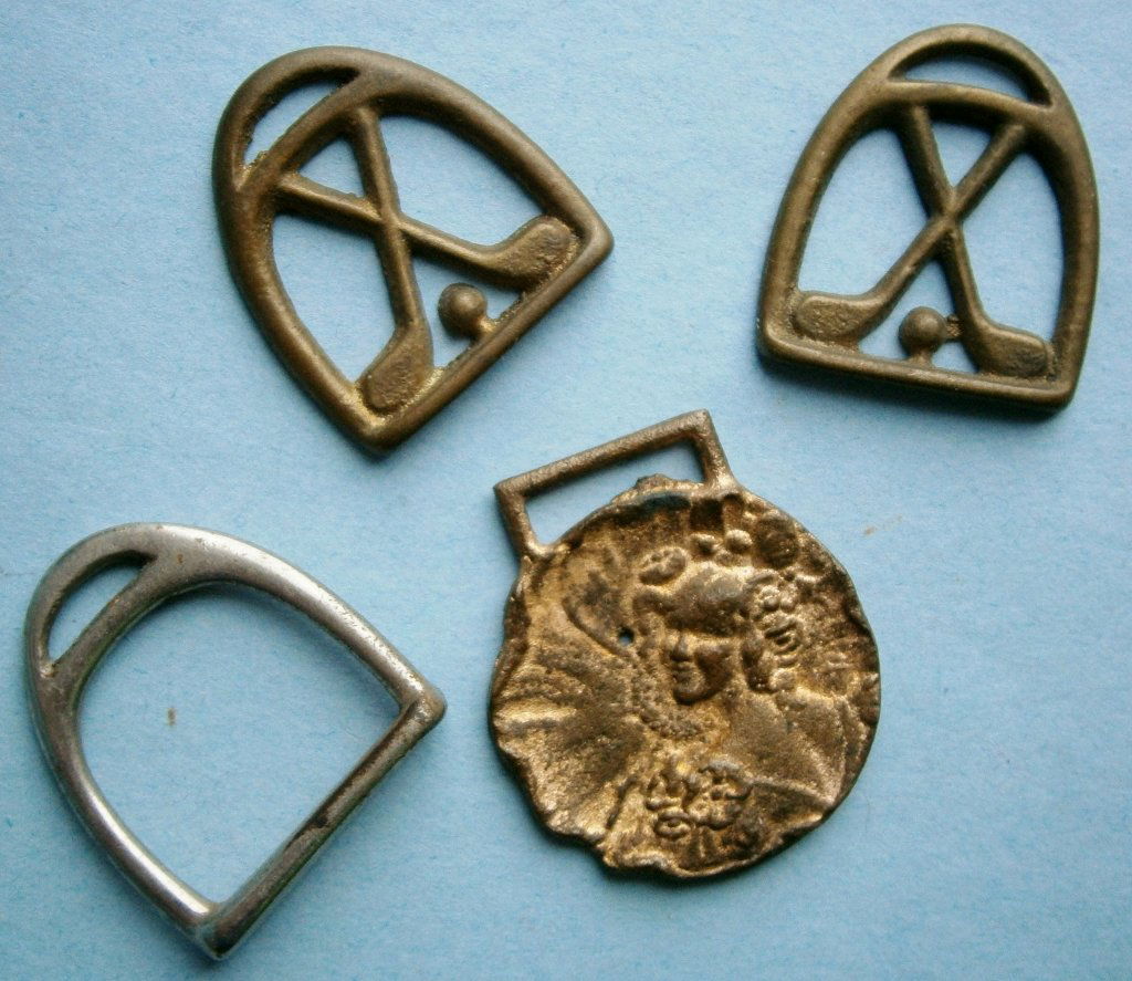 (4) Old Watch Fobs a Lady a stirrup and 2 golf stirrups (1 of 5)