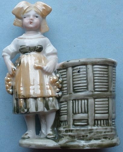Girl by Basket Figural Match Safe/Holder (1 of 3)