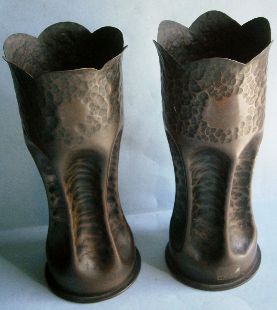 A Pair of WMF Brass Trench Art Shell Vases (1 of 5)