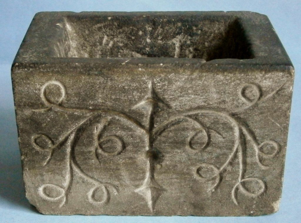 Antique Carved Stone Container with Decorated front (1 of 5)