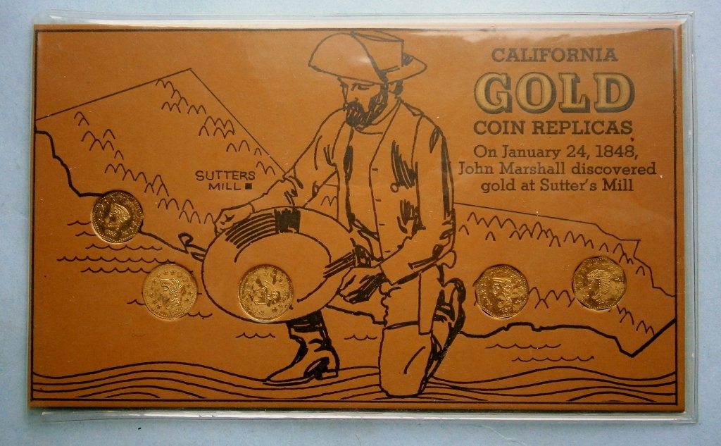 Set of five California "gold" coin replicas (1 of 7)