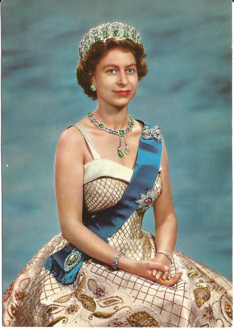 Postcard of Â H.M. Queen Elizabeth: Postcard of Â H.M. Queen Elizabeth, a real photograph printed in Ireland by John Hinde Limited., vintage 1960â€™s glossy, 57/8 x 4 1/8 Â size, not used but has a notation in ink.Â
