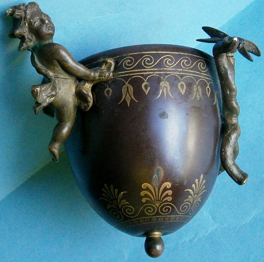 Unusual Decorated 19th Cent. Brass Cup with Applied (1 of 8)