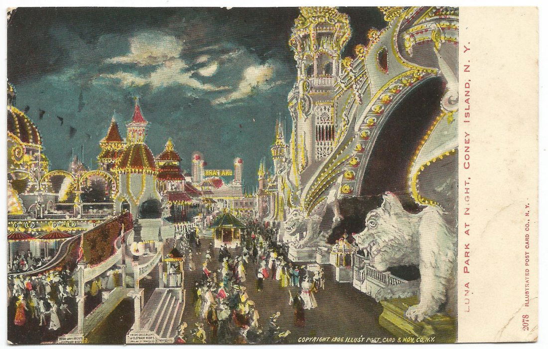 Postcard of Luna Park at Night, Coney Island, NY (1 of 2)