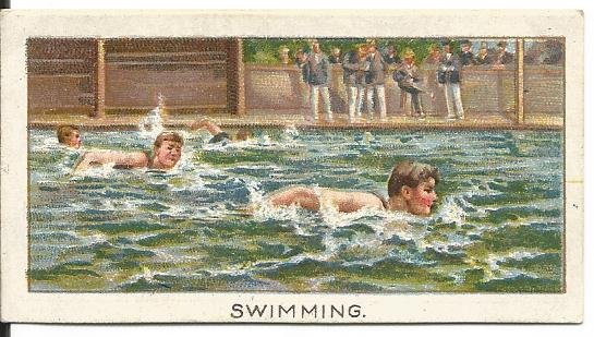 TURF Cigarette Card #10 €“ Swimming €“ Johnny: TURF Cigarette Card #10 €“ Swimming €“ Johnny Weissmuller, by Alexander Bouguslavsky Ltd., London N.W., c.1920€™s, approx. 1 5/8 x 13/8 in., printed on light cardboard.