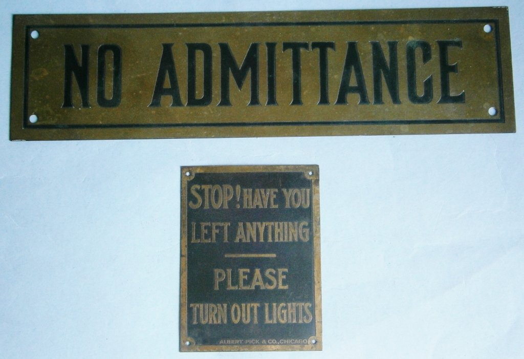 Pair of Old Brass Signs (1 of 3)