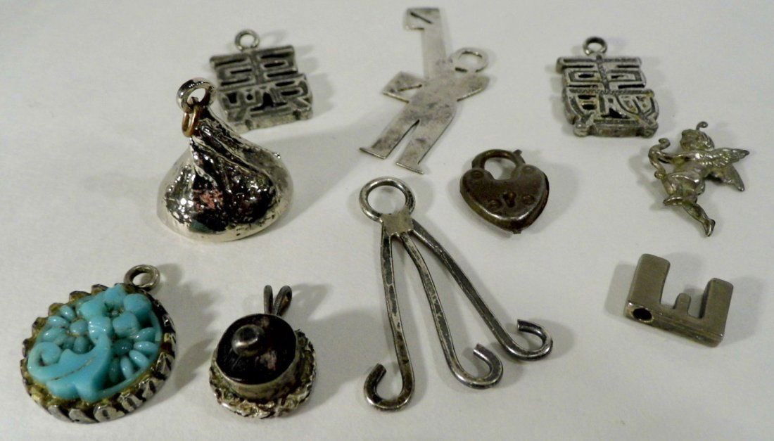 10 Vintage Bracelet Charms/ Necklace Pendants Sterling (1 of 5)