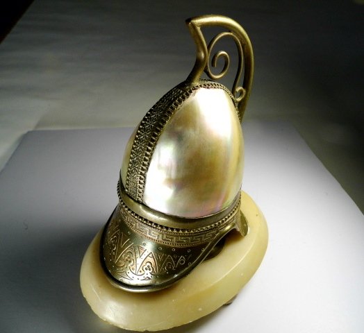 Antique Footed Turban Shell Brass Ink Well (1 of 10)