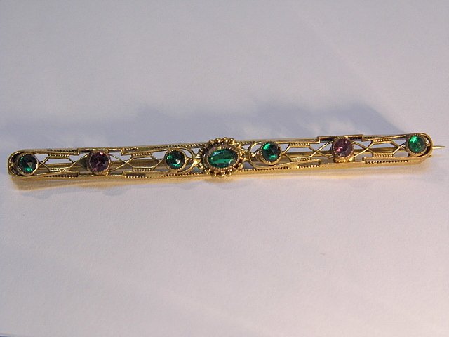 Antique Victorian Gold Plated Bar Pin (1 of 4)