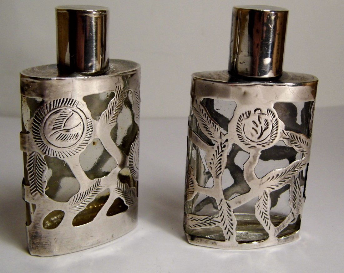 Pr Taxco Mexican Sterling Silver Overlay Mini Perfumes (1 of 4)