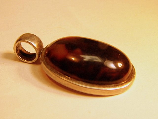 Vintage Sterling Tortoise Shell Necklace Pendant (1 of 3)