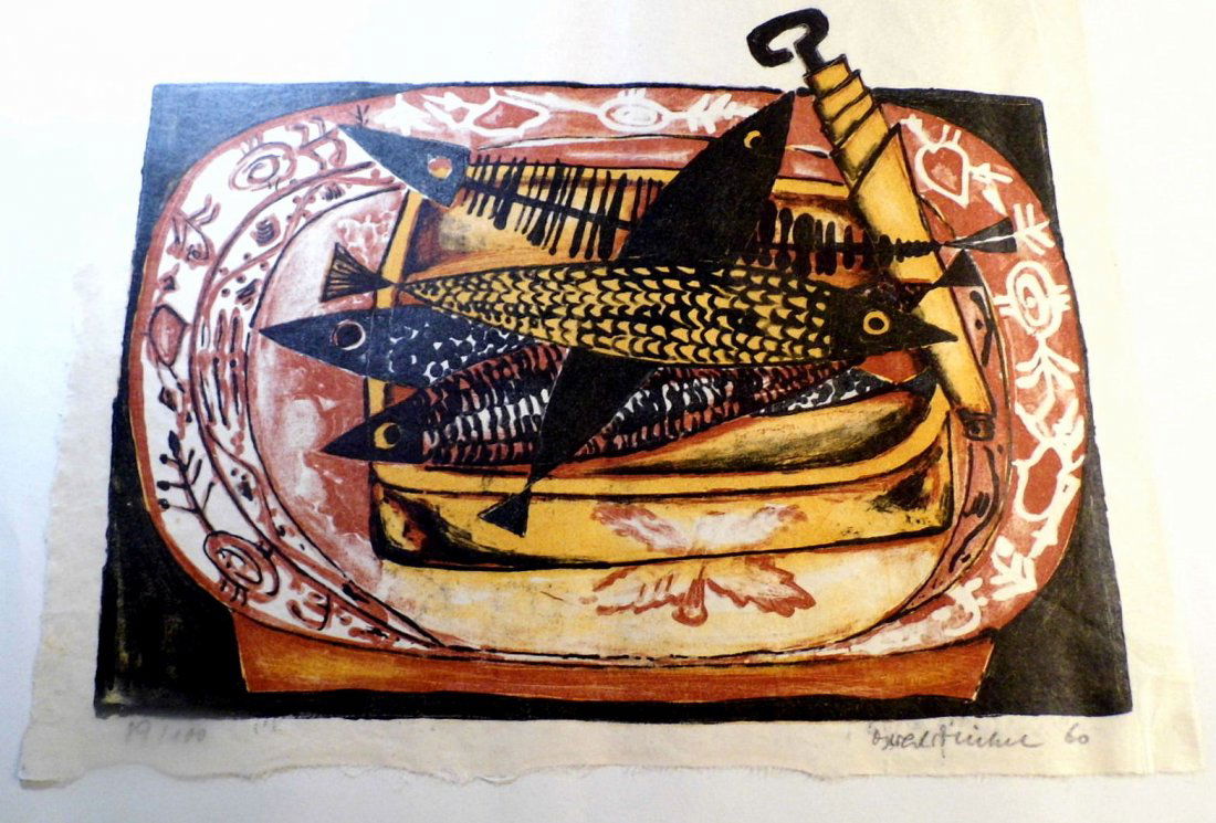 Illegible German Block Print Can of Sardines 1960 (1 of 10)