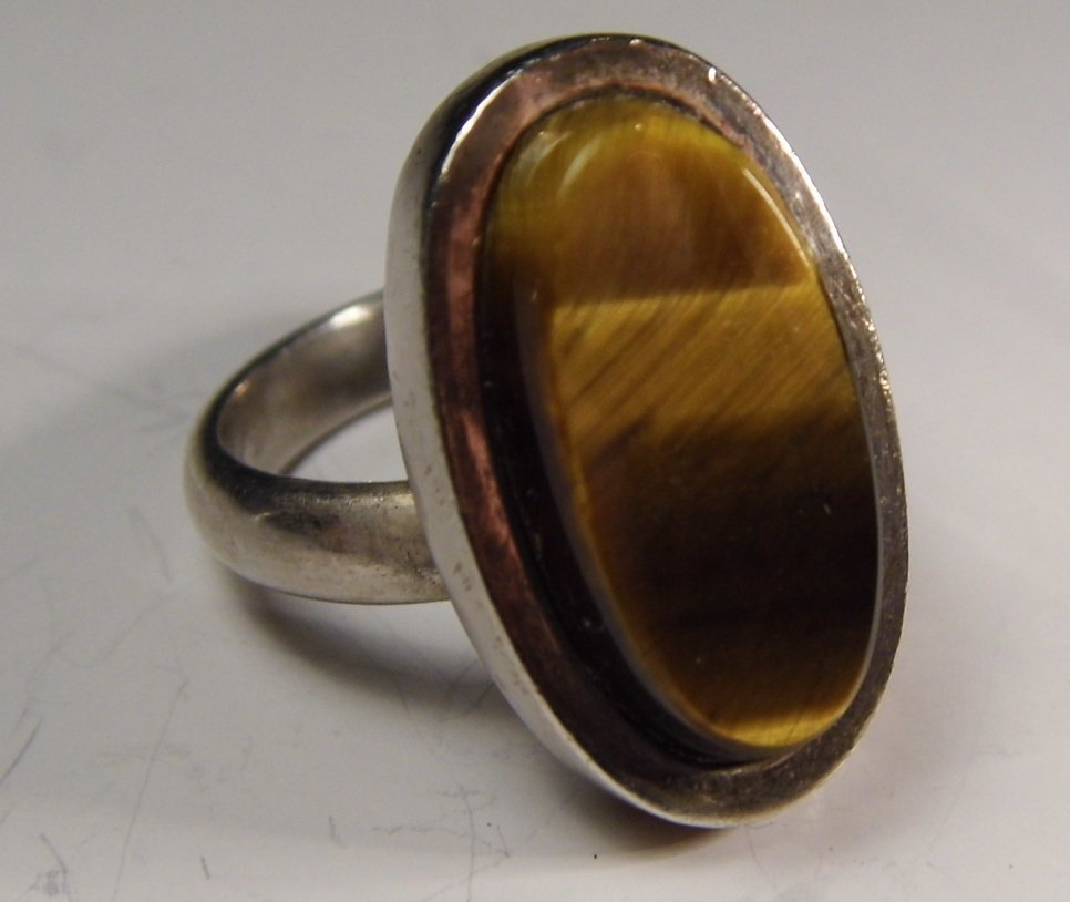 Mexican Sterling Silver Tiger's Eye Modern Ring (1 of 6)