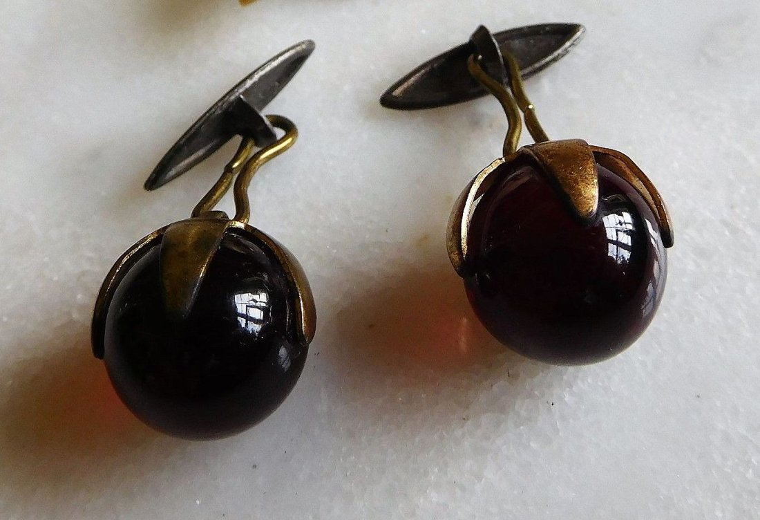 Antique Victorian Amethyst Glass Cufflinks Berries (1 of 4)