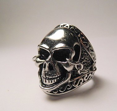 Vintage Stainless Steel Biker Skull Ring sz 10 1/2 (1 of 3)
