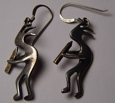 Vintage Kokopelli Sterling Silver & Gold Earrings (1 of 4)