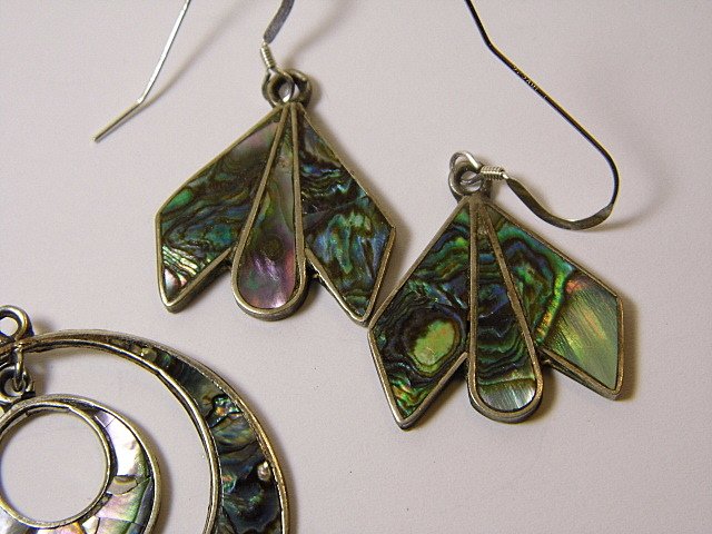 Vintage Mexican Sterling Silver Abalone Earring Pendant (1 of 5)