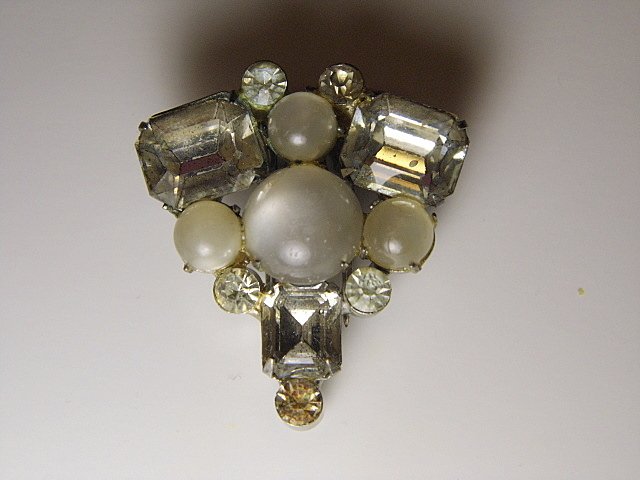 Period 1930's Art Deco Paste Dress Coat Clip: Period piece. Once used often for fur pieces. Good condition.