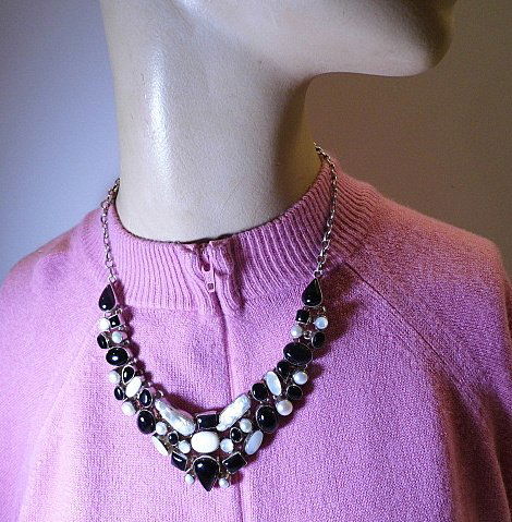 Heavy Sterling Silver Multi Stone Necklace (1 of 5)