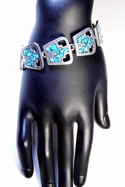 Taxco Fine Sterling Silver Turquoise Bracelet (1 of 4)