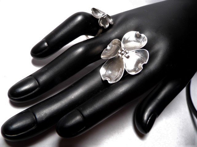 Pair Nye Signature Dogwood Cross Sterling Silver Rings (1 of 4)