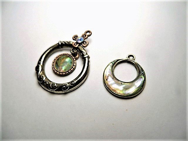 Sterling Silver Abalone Necklace Pendants Crescent: Good vintage items.