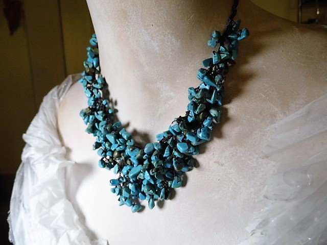 Vintage Bunch Asian Turquoise Necklace 14 to 17 inch (1 of 6)