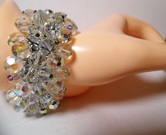 Vintage Iridescent Crystal Flapper Bracelet (1 of 5)