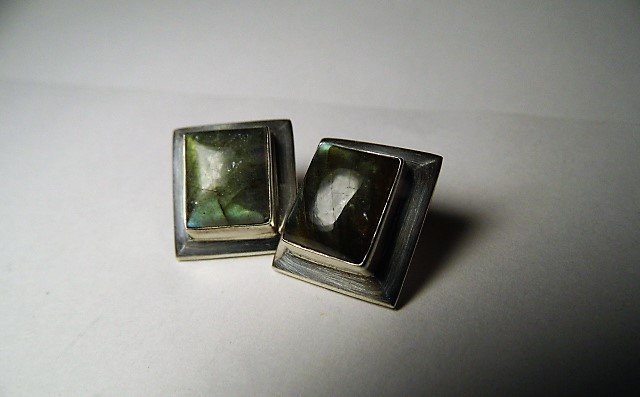 Vintage Labradorite Sterling Silver Post Earrings (1 of 6)