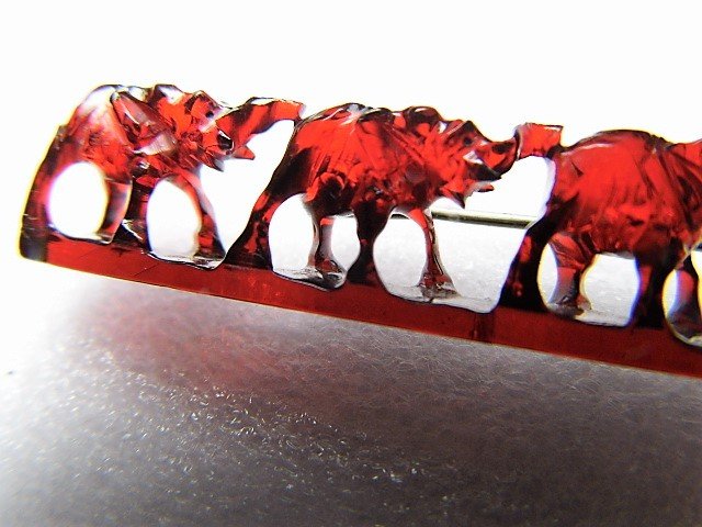 Antique Victorian Red Boulle Bar Pin Elephant March (1 of 6)