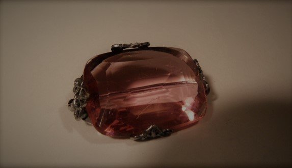 Emerald Cut Vintage Pink Bohemian Paste Brooch (1 of 4)