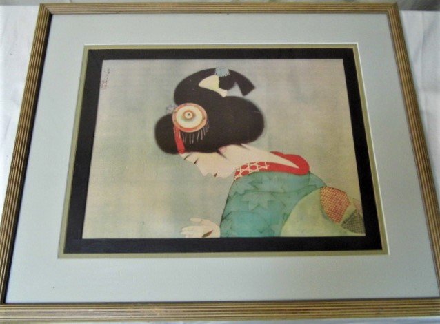 Vintage Framed  Japanese Print Geisha (1 of 8)