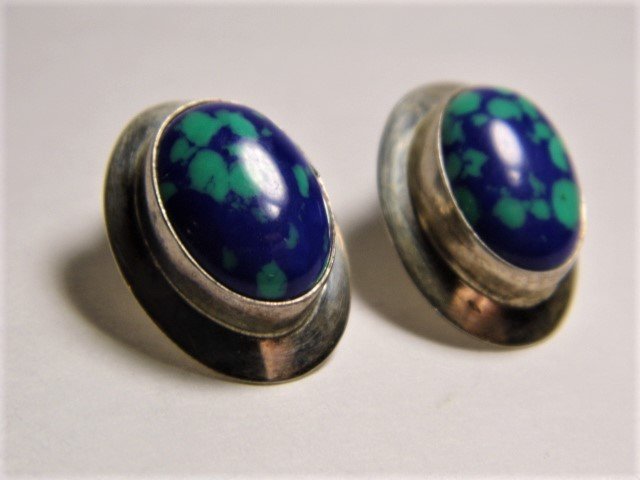 Sterling Silver Azurite Malachite Post Earrings (1 of 4)