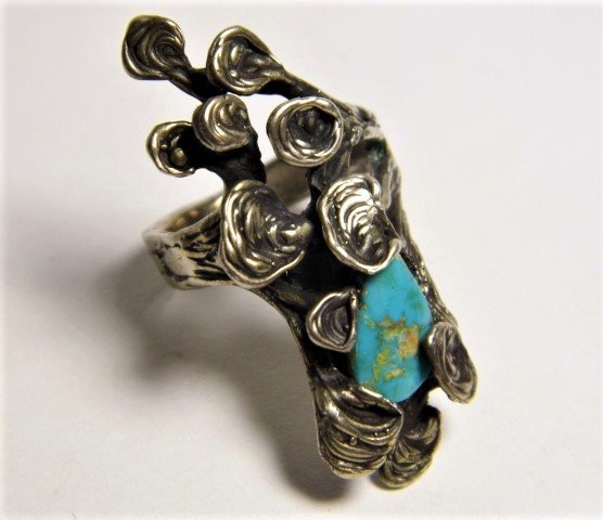 Vintage Custom Silver Turquoise Native American Ring (1 of 7)