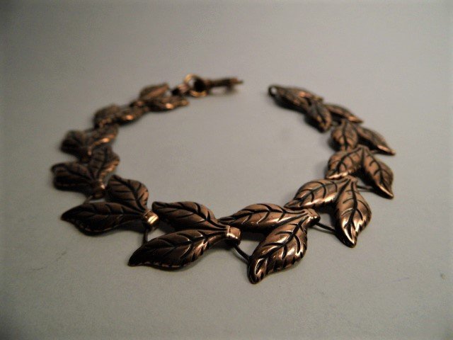 Vintage Copper Floral Bracelet Leaf Form 8 inch (1 of 3)