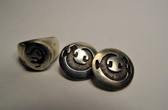 Vintage Southwestern Sterling Silver Earrings & Ring (1 of 10)