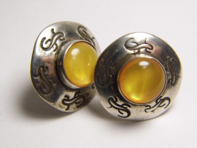 Vintage Southwestern Sterling Amber Earrings Beauties (1 of 5)