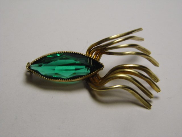 Beautiful Unique Vintage Costume Pin Emerald Stone (1 of 4)