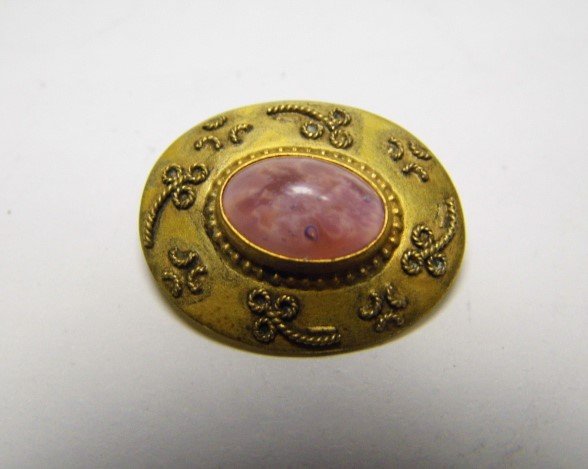 Antique Victorian Pinchbeck Scatter Pin: Fine old pin. Sturdy. Unique center paste stone.