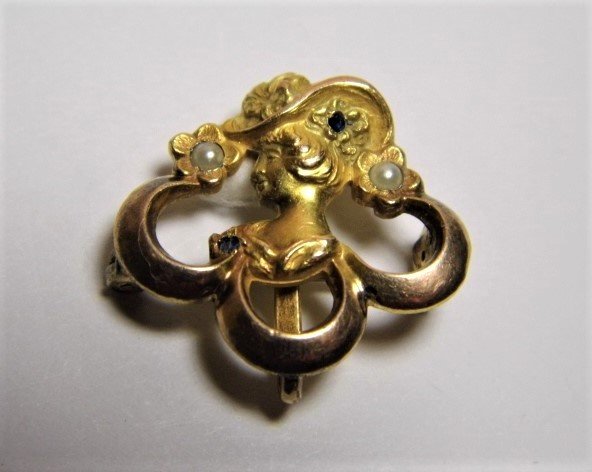 Antique Rolled Gold Victorian Lady Pin (1 of 6)