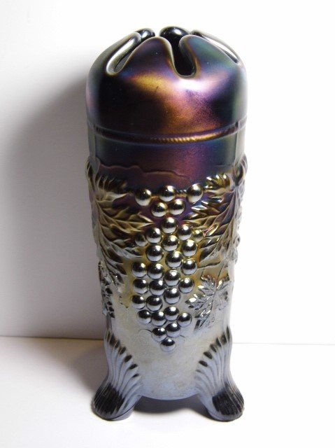 1980's Carnival Glass Revival Hatpin Holder Grape Cable (1 of 4)