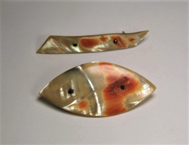 Antique Rare Red Abalone Shell Pins (1 of 3)